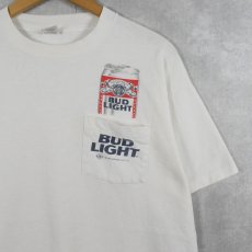 画像1: 90's Budweiser BUD LIGHT USA製 ビールプリント ポケットTシャツ XL (1)