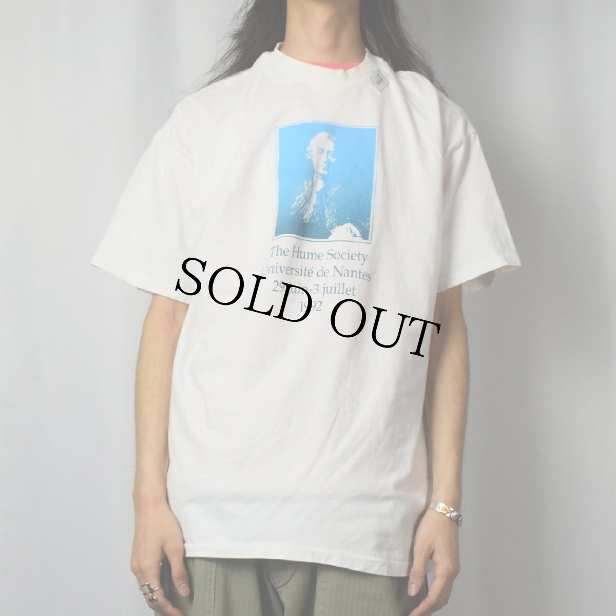 画像2: 90's David Hume USA製 哲学者プリントTシャツ XL (2)