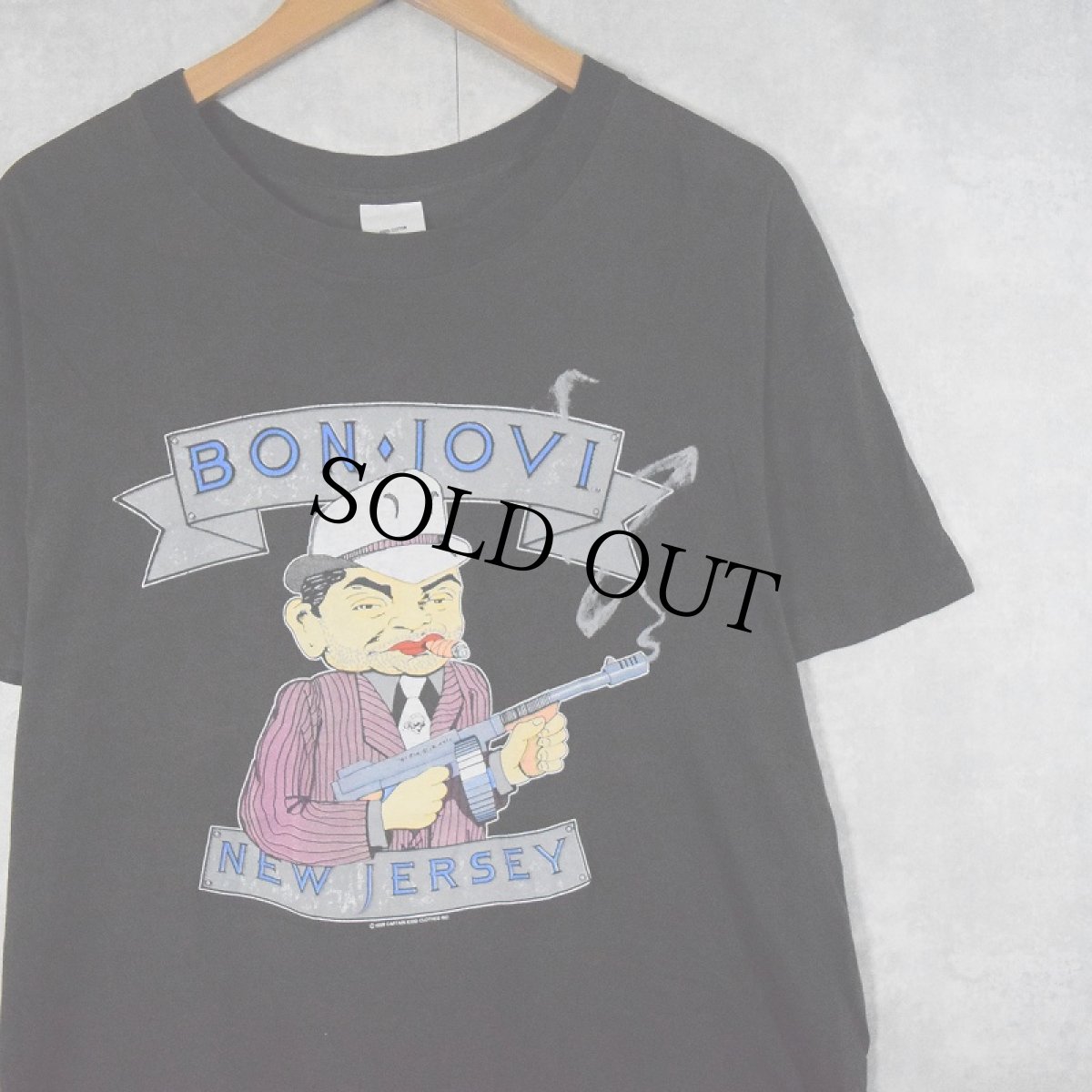 画像1: 1989 Bon Jovi "The Jersey Syndicate Tour" カットオフ ハードロックバンドツアーTシャツ XL (1)