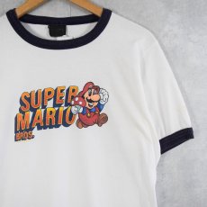 画像1: 90's SUPER MARIO BROS. USA製 ゲームキャラクタープリント リンガーTシャツ M (1)