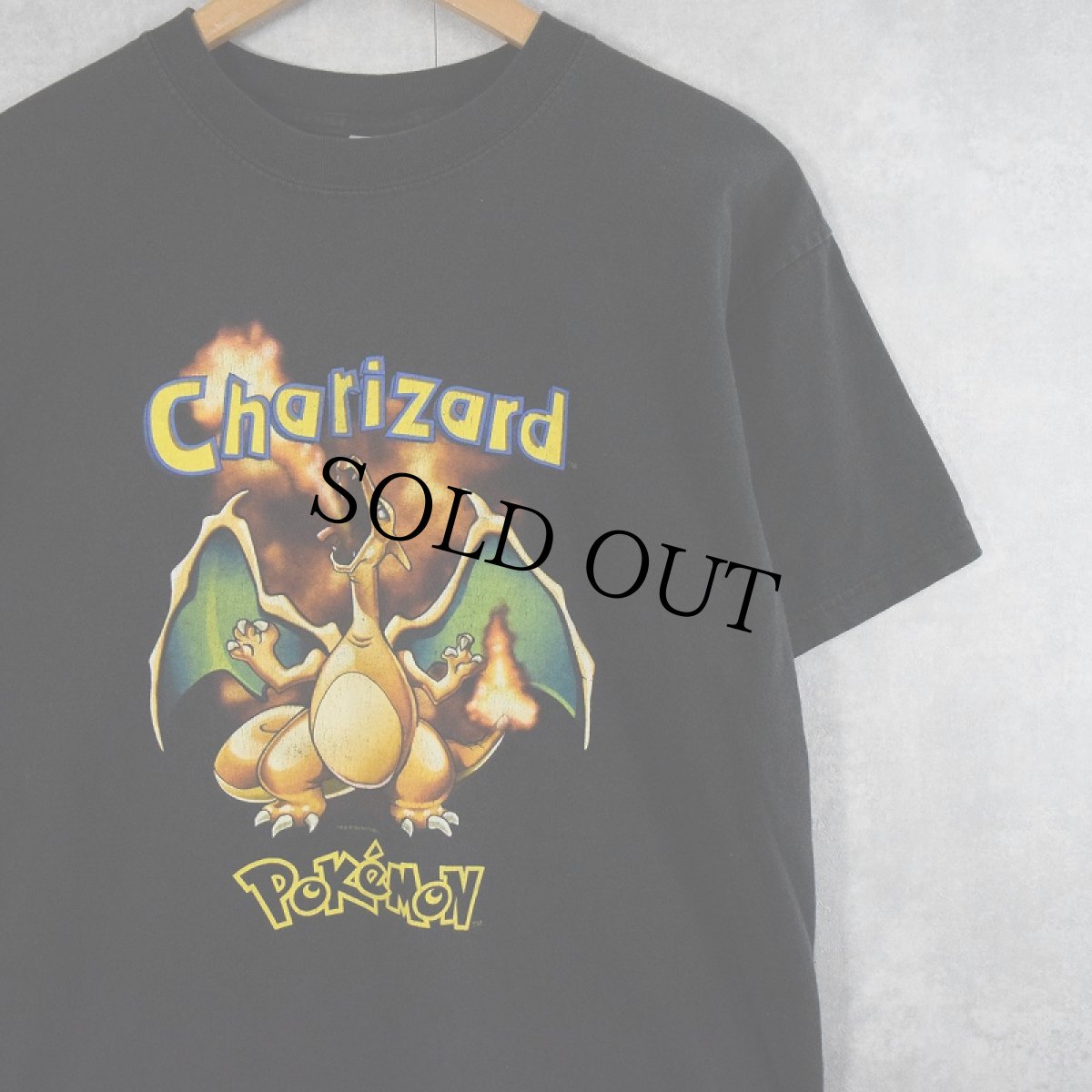 画像1: 90's POKEMON リザードン ゲームキャラクタープリントTシャツ BLACK XL (1)