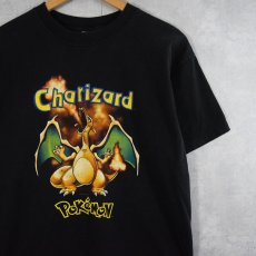画像1: 90's POKEMON リザードン ゲームキャラクタープリントTシャツ BLACK XL (1)