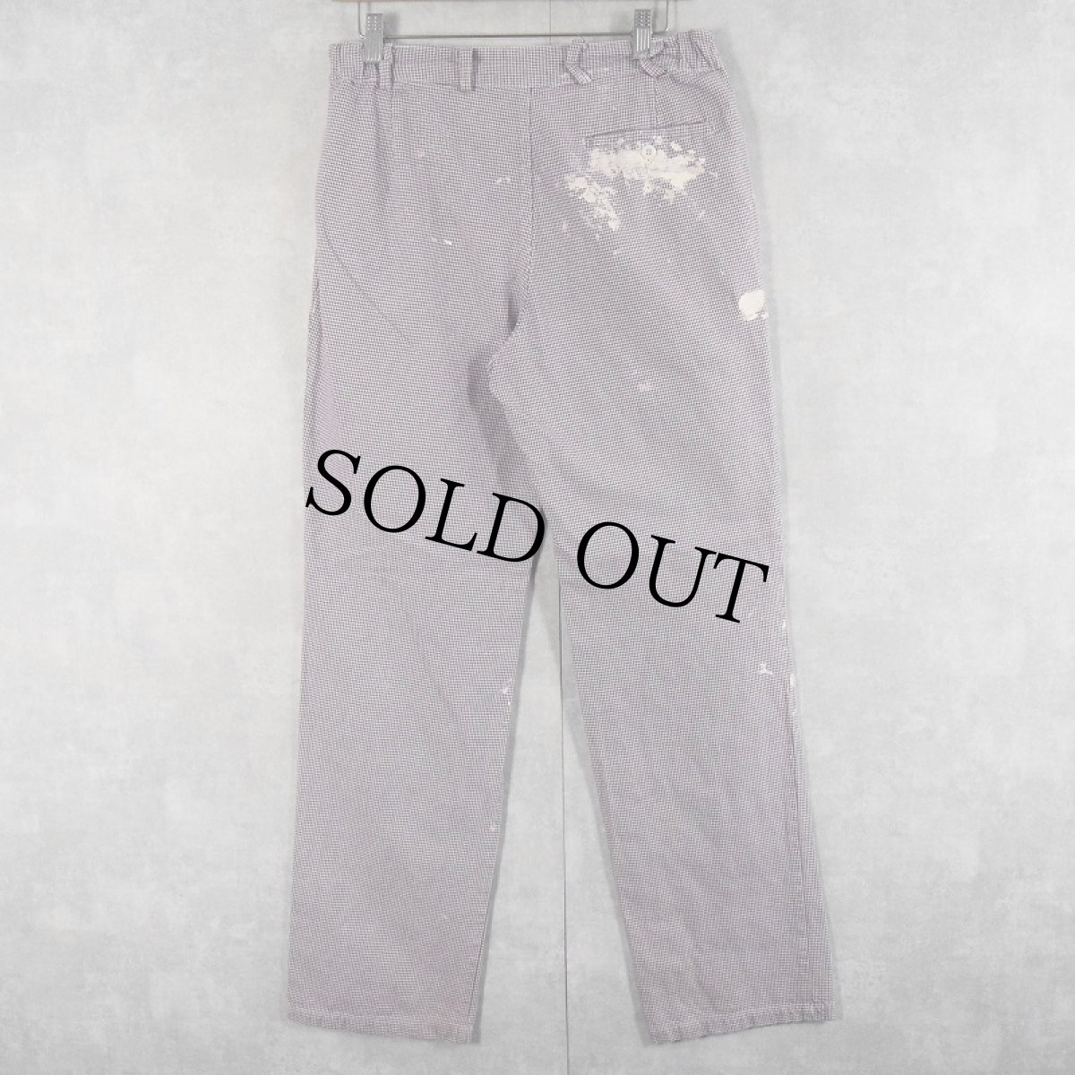 画像2: molinel 千鳥格子柄 ペンキペイント シェフパンツ W31 (2)