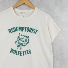 画像1: 70's RUSSELL ATHLETIC USA製 "REDEMPTORIST WOLFETTES" プリントTシャツ L (1)