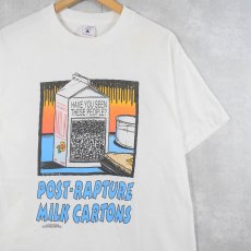 画像1: 90's "POST-RAPTURE MILK CARTONS" イラストプリントTシャツ L (1)