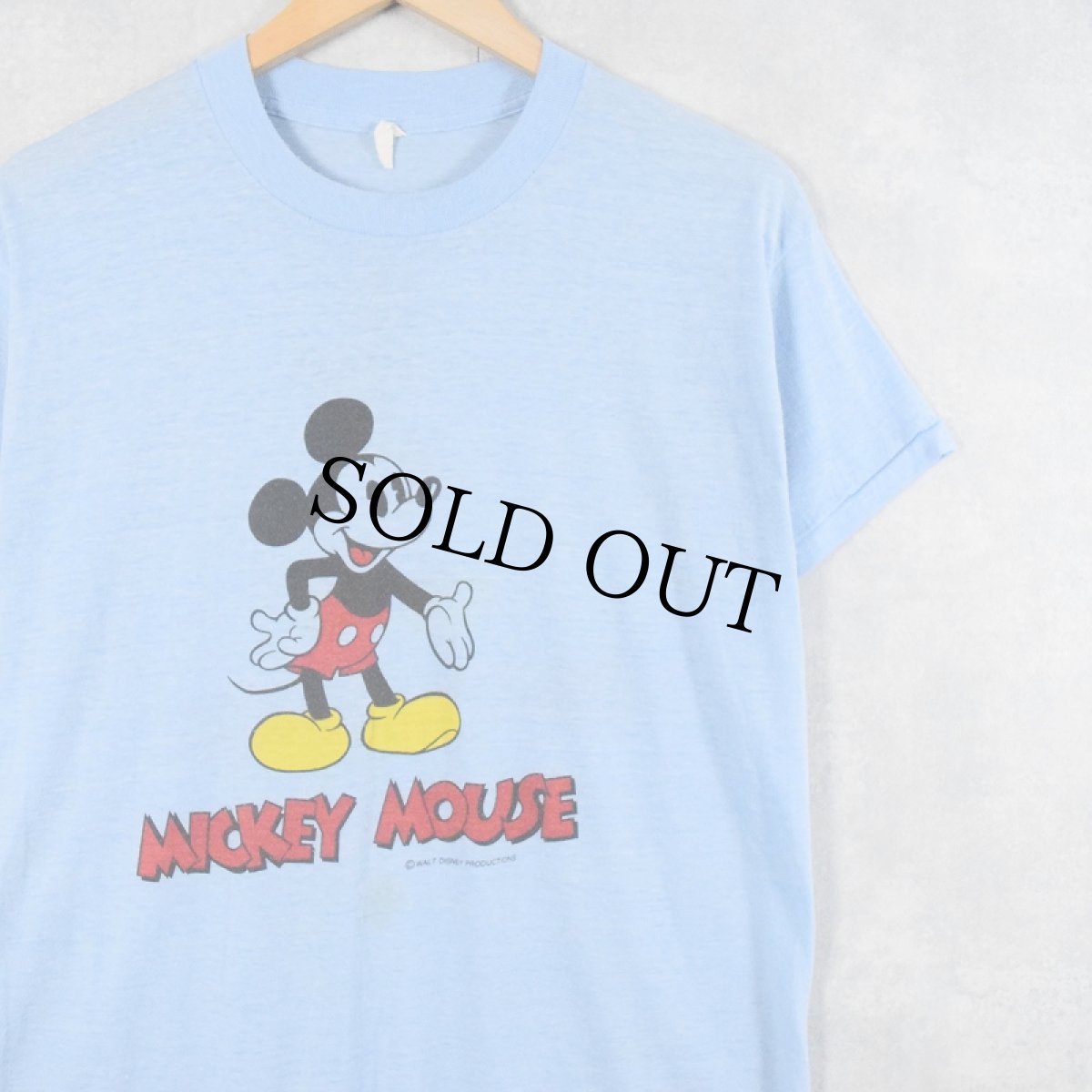 画像1: 70〜80's Disney MICKEY MOUSE キャラクター染み込みプリントTシャツ (1)