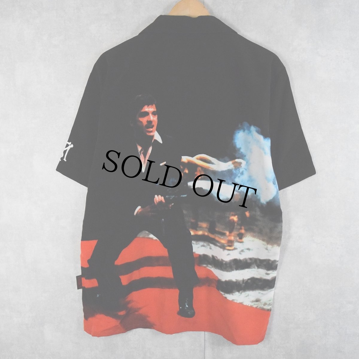 画像2: 90〜2000's Dragonfly "SCARFACE" 映画プリント オープンカラーシャツ M (2)