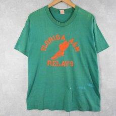 画像1: 70〜80's USA製 "FLORIDA A&M RELAYS" ウイングフットプリントTシャツ XL (1)