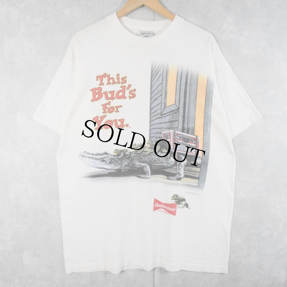 画像1: 90's Budweiser USA製 "This Bud's For You." ビールメーカー プリントTシャツ XL (1)