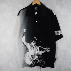 画像1: ELVIS PRESLEY ロックシンガープリント オープンカラーシャツ XL (1)