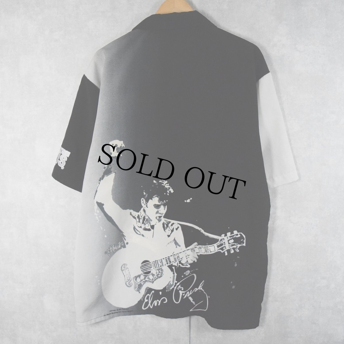 画像2: ELVIS PRESLEY ロックシンガープリント オープンカラーシャツ XL (2)