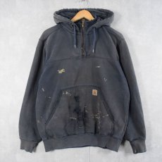 画像1: Carhartt ペンキペイント ハーフジップスウェットフーディー (1)