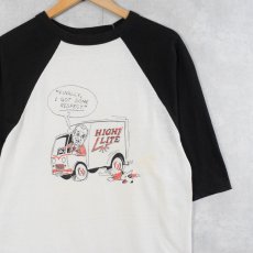 画像1: 70〜80's "HIGH LITE BEER" イラストプリント ラグランTシャツ (1)