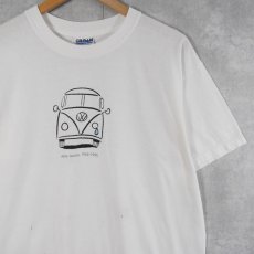 画像1: 〜2000's "Jerry Garcia" ワーゲンバスイラスト アーティスト追悼Tシャツ L (1)