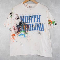 画像1: 90's USA製 "UNIVERSITY OF NORTH CAROLINA" ペンキペイント プリントTシャツ L (1)