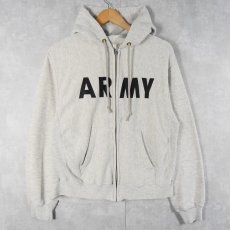 画像1: 90's U.S.ARMY ロゴプリント スウェットジップパーカー MEDIUM (1)