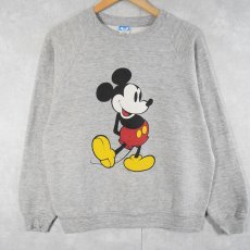 画像1: 80〜90's Disney MICKEY MOUSE USA製 キャラクタープリントラグランスウェット L (1)