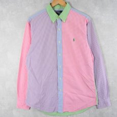 画像1: POLO Ralph Lauren "CUSTOM FIT" ギンガムチェック柄 クレイジーパターン コットンボタンダウンシャツ M (1)