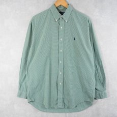 画像1: Ralph Lauren "BLAIRE" ギンガムチェック柄 コットンボタンダウンシャツ M (1)