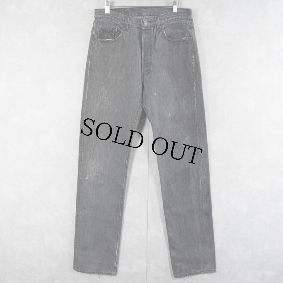 画像1: 80's Levi's 501-0619 ストライプ柄 ブラックデニムパンツ W34 (1)