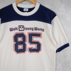 画像1: 80〜90's Diseny USA製 "Walt Disney World" 切り替えデザイン テーマパークプリントTシャツ L (1)