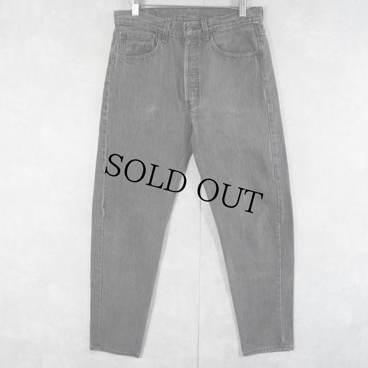 画像1: 90's Levi's 501-0119 USA製 ストライプ柄 ブラックデニムパンツ W28 (1)