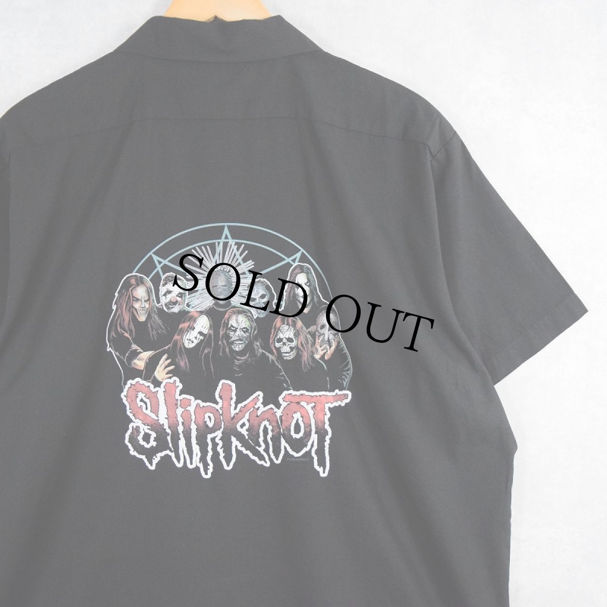 画像1: Slipknot ポリエステル×コットン ヘヴィメタルバンドプリントシャツ BLACK XL (1)
