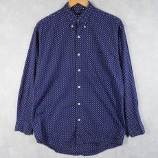 画像1: 90's GAP ドット柄 コットンボタンダウンシャツ NAVY S (1)