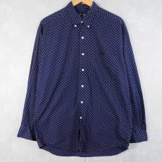画像1: 90's GAP ドット柄 コットンボタンダウンシャツ NAVY M (1)