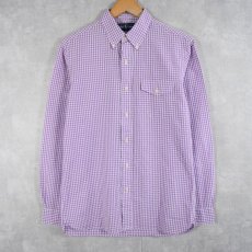 画像1: POLO Ralph Lauren マチ付き ギンガムチェック柄 シアサッカーボタンダウンシャツ S (1)
