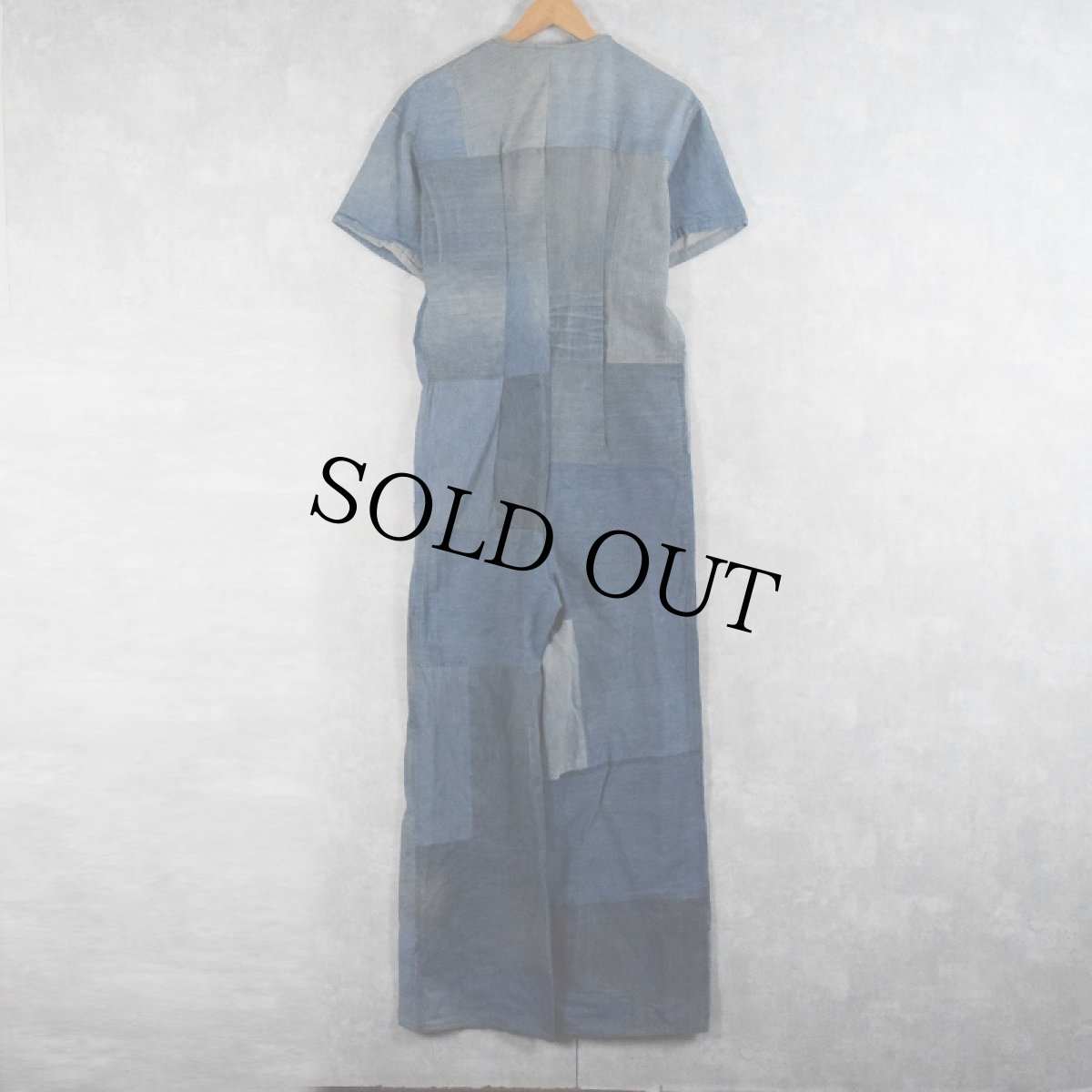 画像2: 70's〜 パッチワーク 半袖 デニムオールインワン (2)