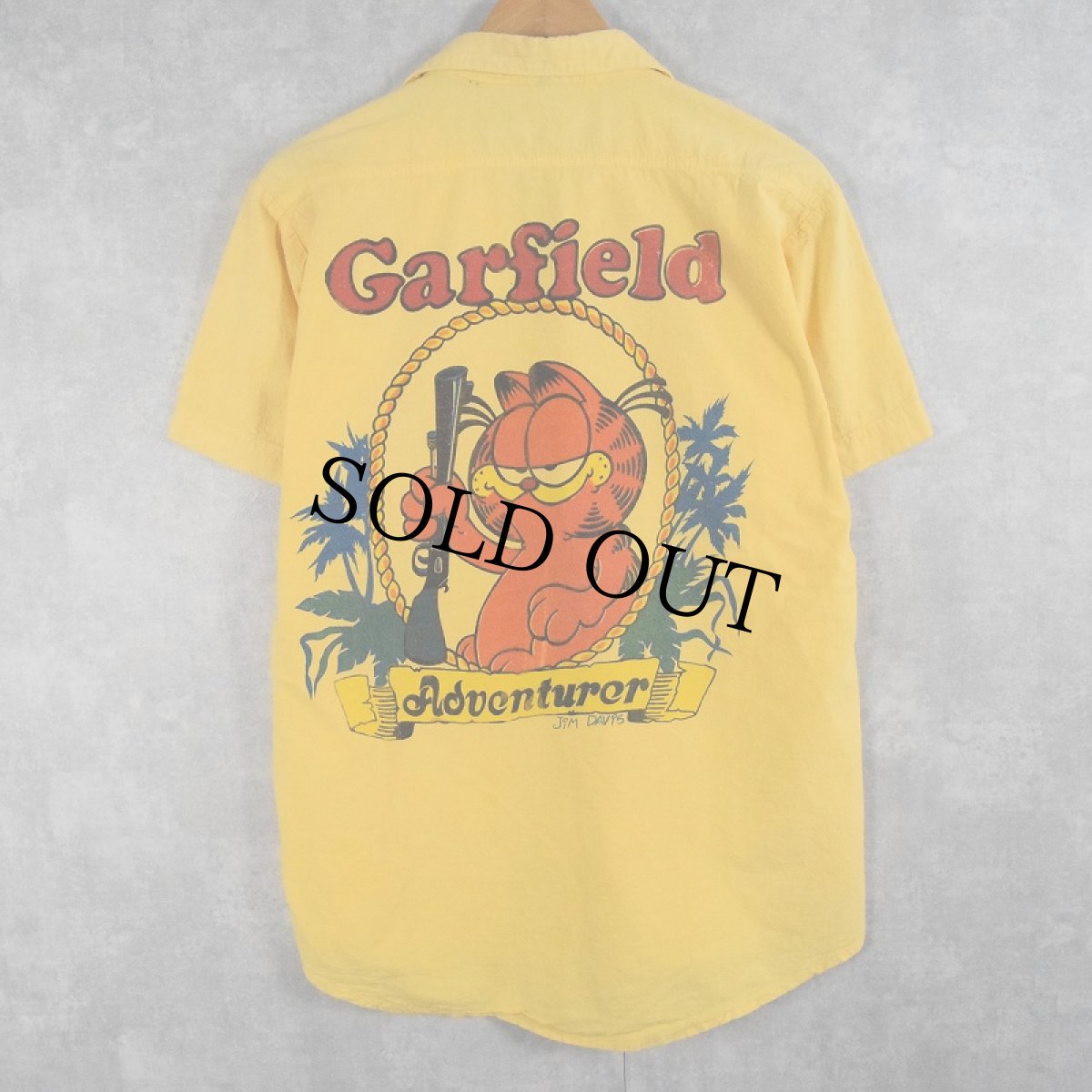 画像1: GARFIELD "ADVENTURER" キャラクタープリントオープンカラーシャツ SIZE36 (1)