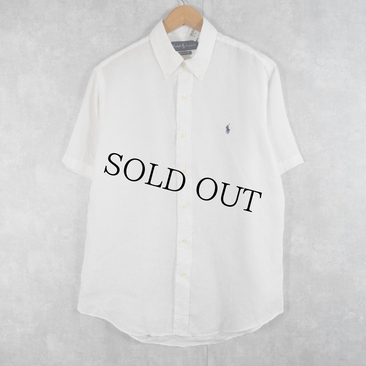 画像1: Ralph Lauren "CUSTOM FIT" リネンボタンダウンシャツ M (1)