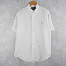 画像1: Ralph Lauren "CUSTOM FIT" リネンボタンダウンシャツ M (1)
