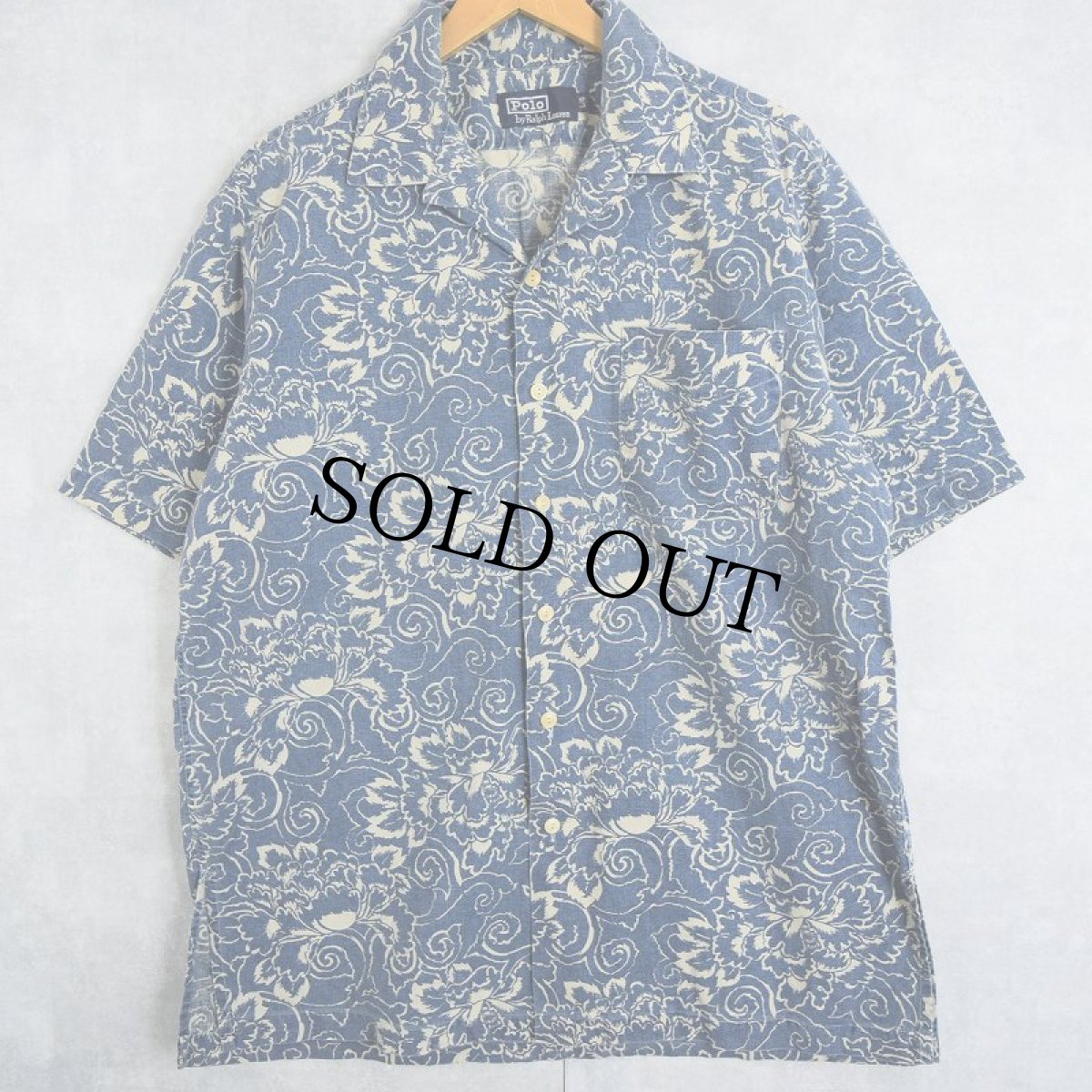 画像1: POLO Ralph Lauren 総柄コットンハワイアンシャツ L (1)