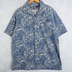 画像1: POLO Ralph Lauren 総柄コットンハワイアンシャツ L (1)