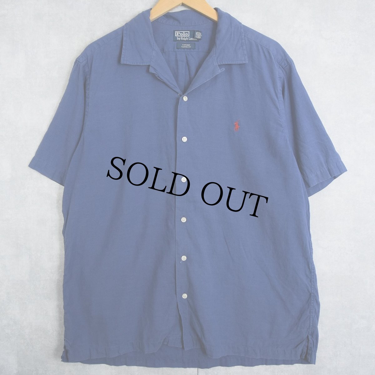画像1: POLO Ralph Lauren "CURHAM CLASSIC FIT" リネン×コットン オープンカラーシャツ L (1)