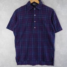 画像1: 90's POLO Ralph Lauren USA製 チェック柄 鹿の子ポロシャツ S (1)