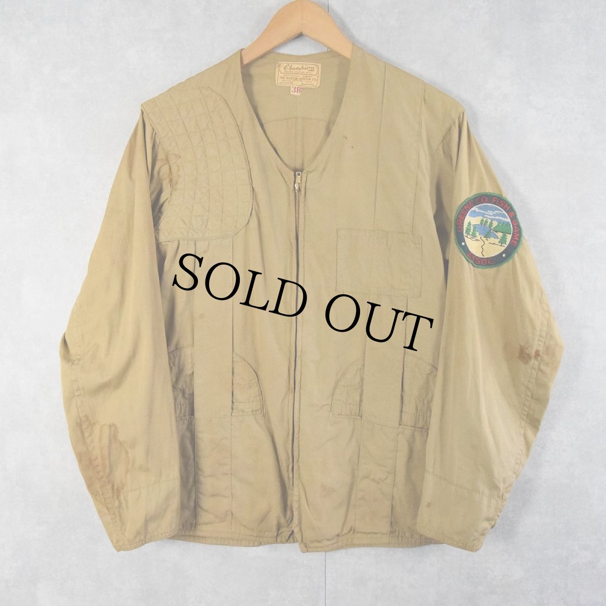 画像1: 【SALE】 40〜50's Champion "コの字エンド" ワッペン付き シューティングジャケット size38 (1)