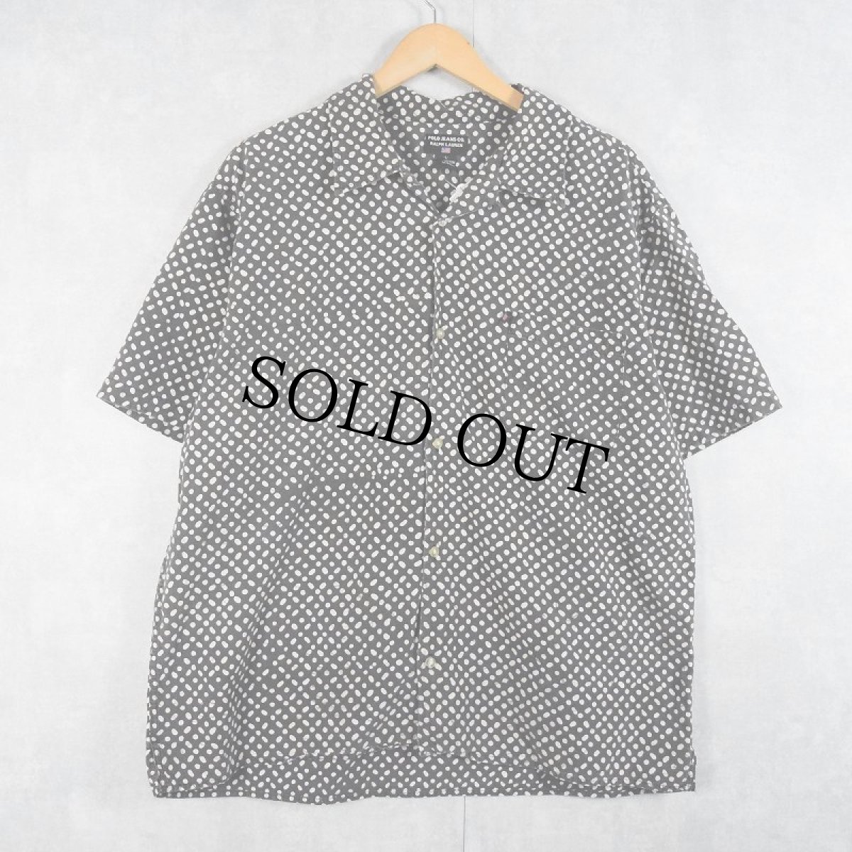 画像1: POLO JEANS CO. Ralph Lauren ドット柄 コットンオープンカラーシャツ L (1)