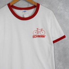 画像1: 70's Champion USA製 バータグ "SCHWINN" 自転車プリントリンガーTシャツ L (1)
