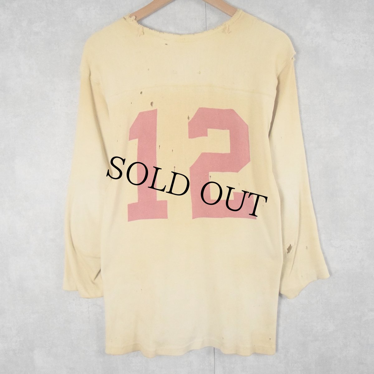 画像2: 50's〜 "12" 染み込みプリント フットボールTシャツ (2)