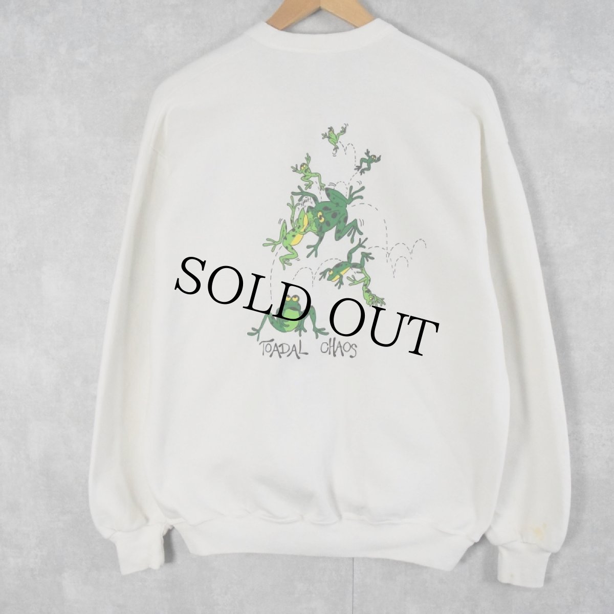 画像2: 90's USA製 カエルプリント スウェットカーディガン ONE SIZE (2)