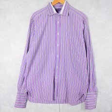 画像1: Ralph Lauren Purple Label ITALY製 "ポニー無し" ストライプ柄 マチ付き コットンドレスシャツ 16 1/2 (1)