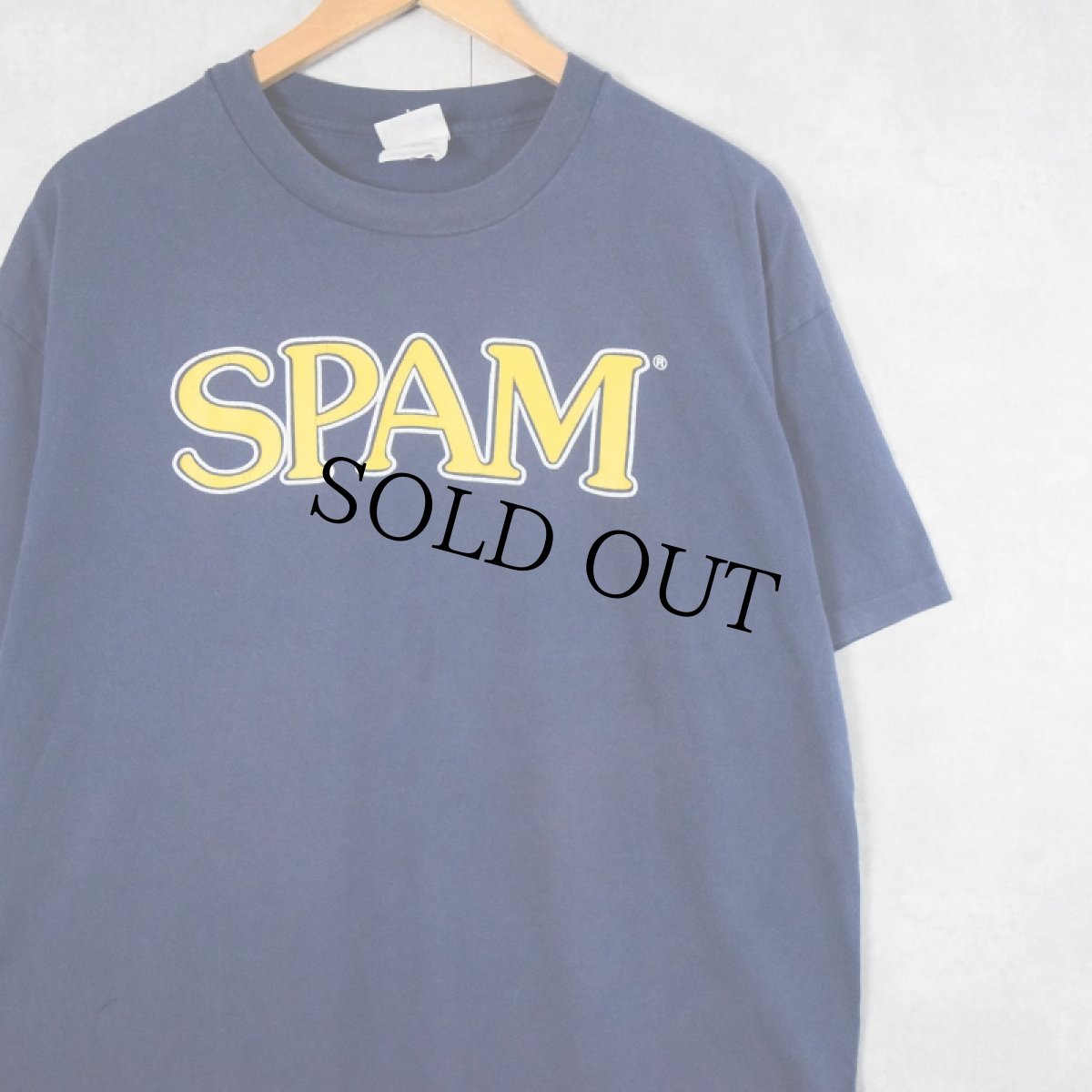 画像1: 90's SPAM 企業ロゴプリントTシャツ NAVY XL (1)