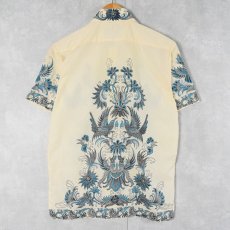 画像2: オリエンタル柄 ポリエステル×コットンシャツ M (2)