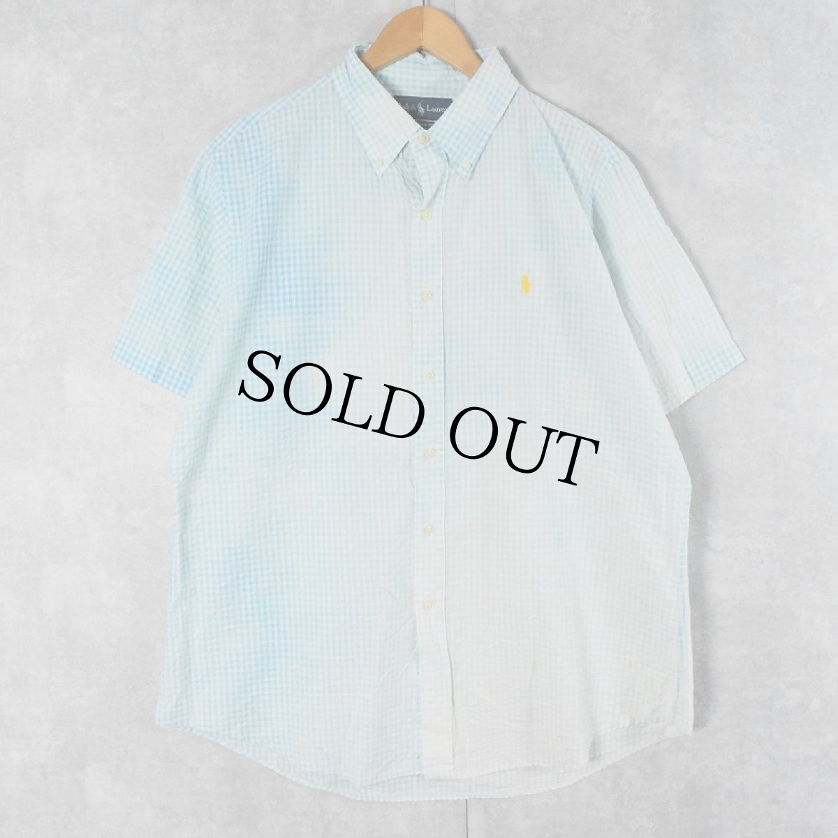 画像1: Ralph Lauren "CUSTOM FIT" ギンガムチェック柄 シアサッカーボタンダウンシャツ XL (1)