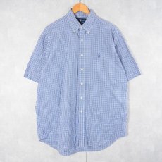 画像1: Ralph Lauren "BLAKE" ギンガムチェック柄 コットンボタンダウンシャツ L (1)