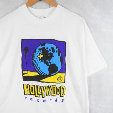 画像1: 【SALE】 90's HOLLYWOOD RECORDS USA製 レコード会社 プリントTシャツ L (1)