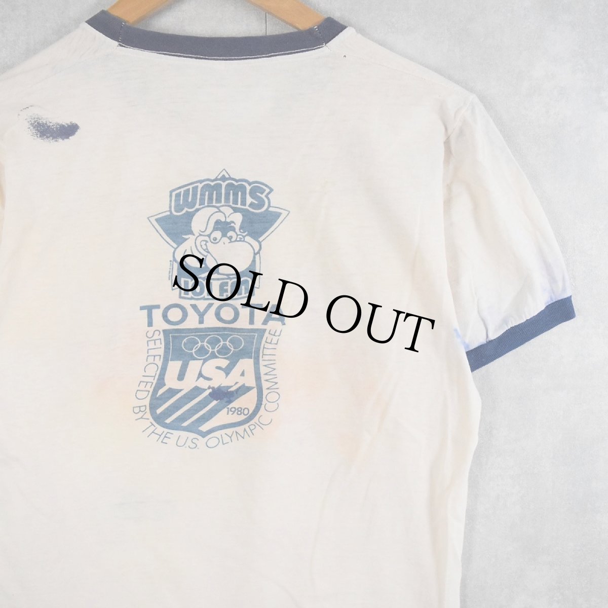 画像2: 80's WNNS USA製 "RUN FOR THE MONEY" ラジオ番組 プリントリンガーTシャツ M (2)